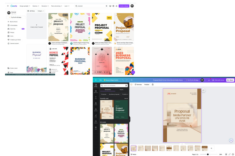 Ilustrasi cara buat proposal di Canva