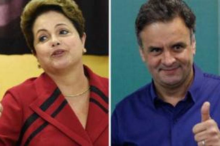Dilma Rousseff akan berhadapan dengan Aecio Neves dalam pilpres Brasil yang memasuki putaran kedua. 