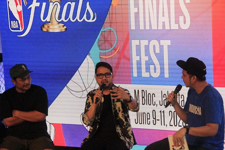 Jovial da Lopez berbicara dalam rangkaian acara NBA Finals Fest di M Bloc Space, Jakarta Selatan, pada Jumat (9/6/2023) sore WIB.