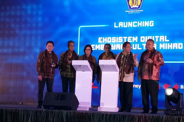 Menteri Keuangan Sri Mulyani dalam acara peluncuran Digitalisasi Pembiayaan UMi di Jakarta, Selasa (11/12/2018)
