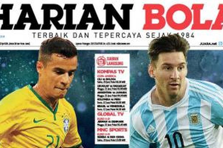 Cover Harian BOLA edisi Sabtu (20/6/2015).