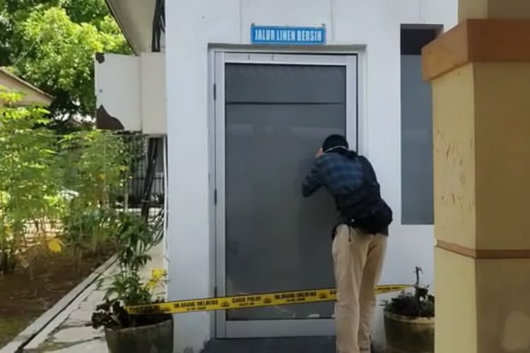 Ruang binatu RS A Dadi Tjokrodipo, Bandar Lampung, lokasi penemuan jasad Suaidi (49). Pegawai RS itu ditemukan tewas di dalam ruang binatu pada Senin (22/3/2021) pagi.
