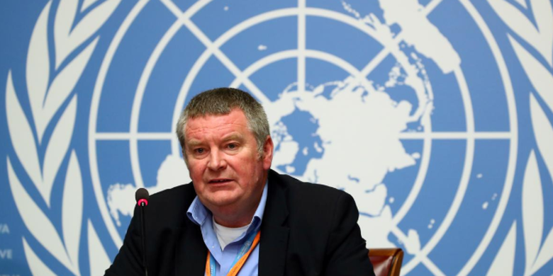 Direktur Eksekutif Organisasi Kesehatan Dunia (WHO), Mike Ryan saat menghadiri konferensi pers di PBB di Jenewa, Swiss 3 Mei 2019. 