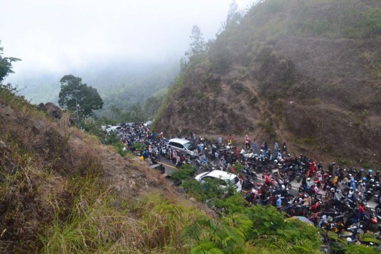 Suasana kemacetan di Sembalun