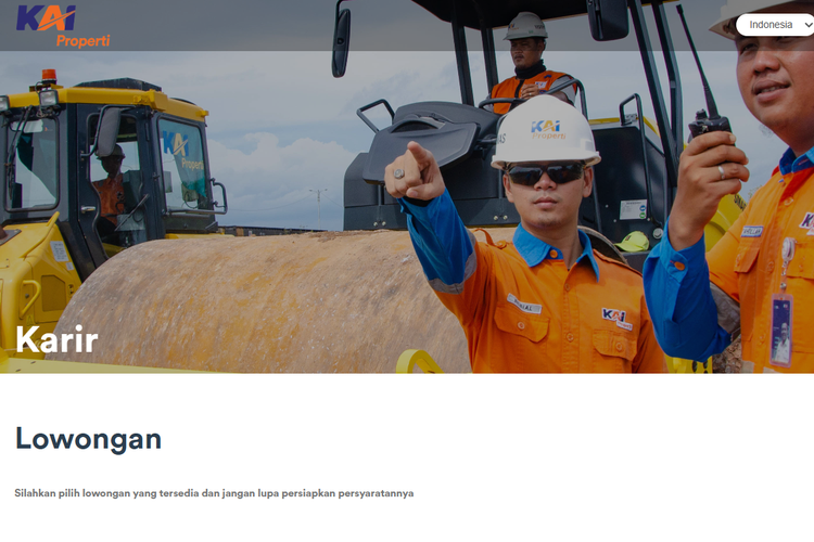 Tangkapan layar halaman rekrutmen KAI Properti.
