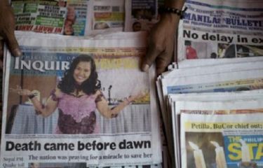 Koran di Filipina terlanjur mencetak berita bahwa hukuman mati terhadap Mary Jane Veloso telah dilaksanakan di Indonesia. Koran Filipina