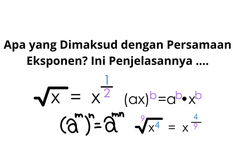 Persamaan eksponen merupakan persamaan yang memuat pangkat berupa suatu fungsi.