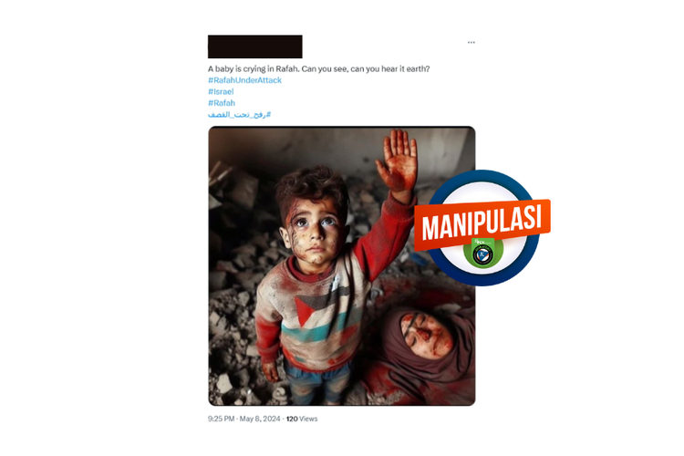 Klarifikasi, foto buatan AI generatif dinarasikan seorang anak korban gempuran Israel di Rafah