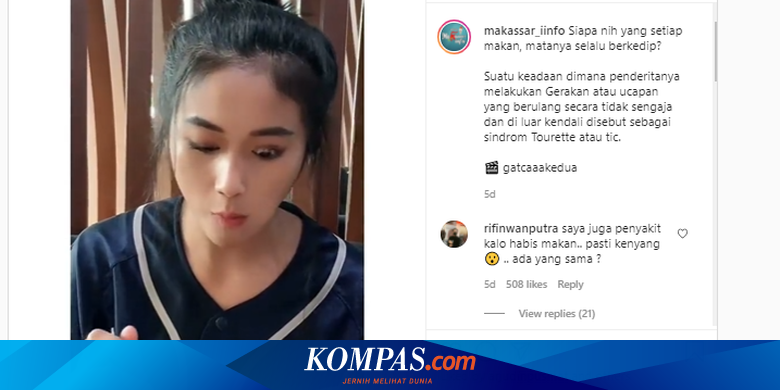Ramai Soal Mata Kedip Saat Makan Disebut Sindrom Tourette Benarkah Halaman All Kompas Com