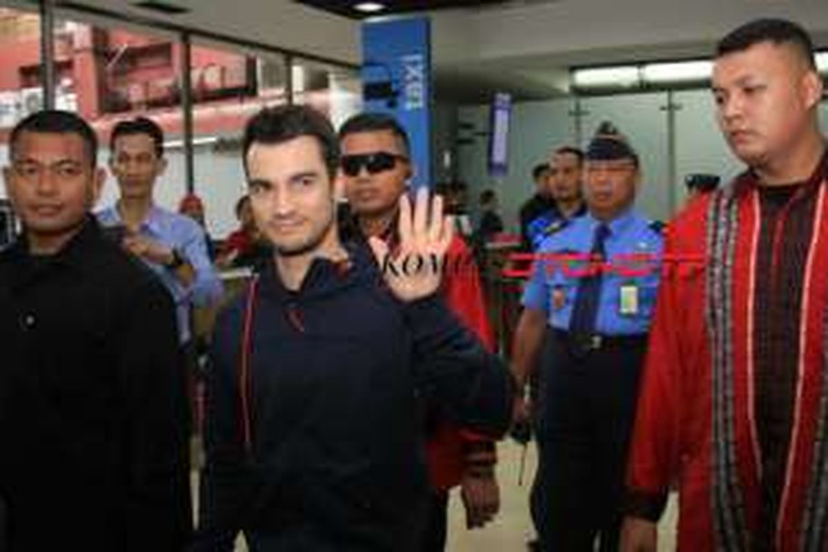 Dani Pedrosa tiba di Bandara Soekarno-Hatta, Tangerang.
