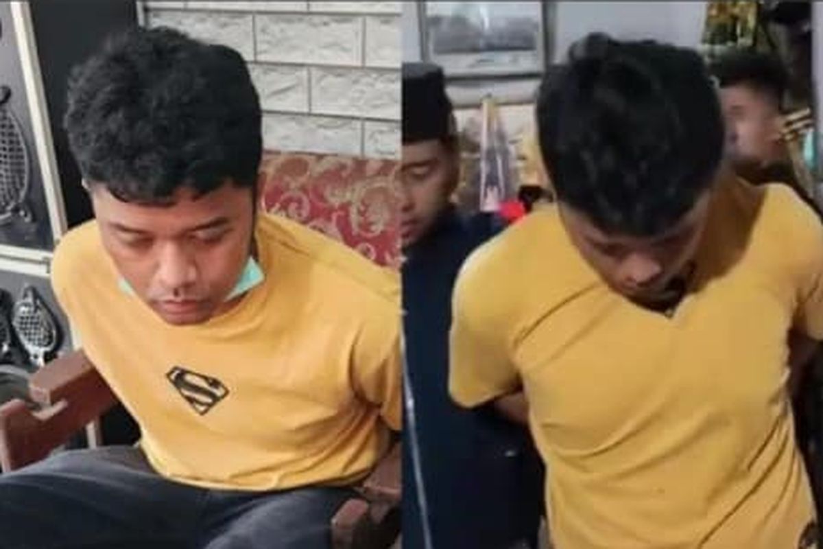 Satria Johanda (25), pelaku mutilasi di Padang Pariaman, Sumatera Barat, saat ditangkap, Kamis (19/6/2025).