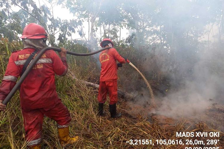 Api Hanguskan 10 Hektare Lahan Gambut di OKI, Pemadaman Hadapi Tantangan Angin Kencang