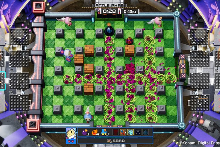 Ilustrasi gameplay Bomberman R Online.