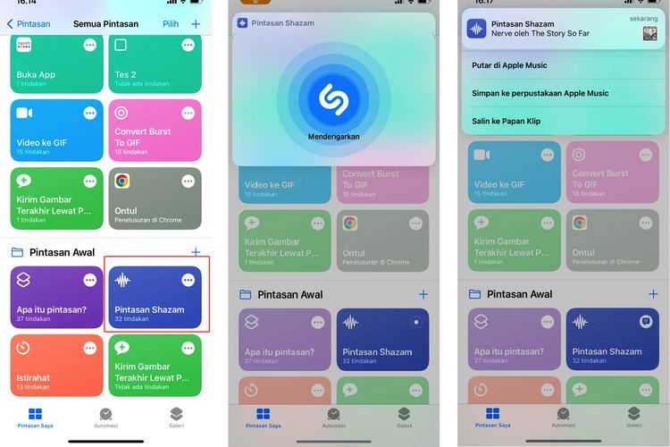 Ilustrasi cara cari lagu dengan suara di iPhone via aplikasi Shortcuts.