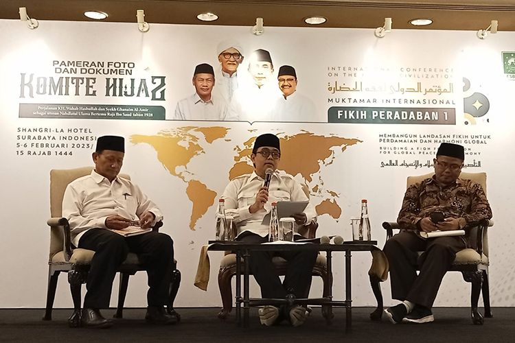 PBNU menggelar Muktamar Internasional Fikih Peradaban I di Surabaya, Jatim, Minggu (5/2/2023). 

