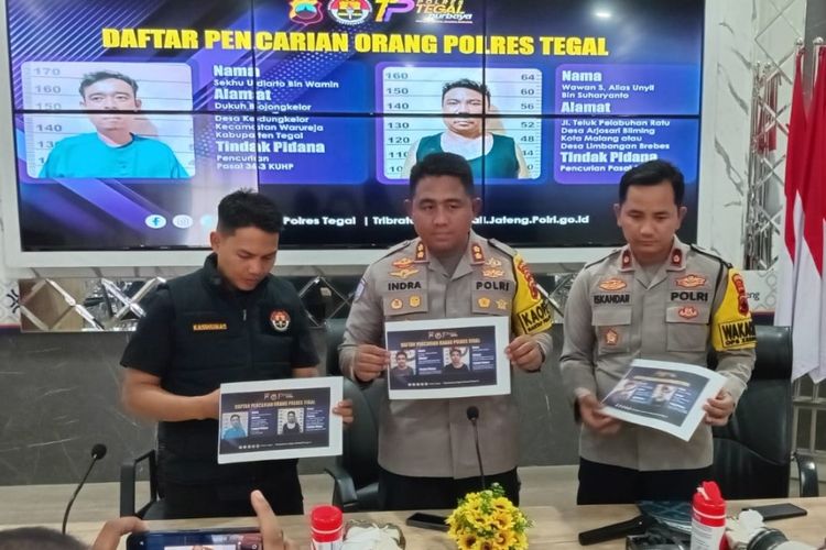 BURON: Polres Tegal merilis identitas DPO keenam tahanan yang kabur dari Rutan Brata Wirya Markas Polres Tegal, Jawa Tengah, saat konferensi pers, Jumat (25/10/2024).