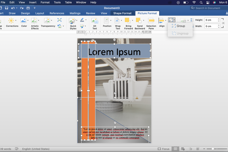 Deskripsi cara membuat kartu di Word.