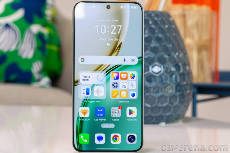 Bagian depan Honor Magic8 Lite mengusung layar OLED 6,79 inci dengan resolusi 1.200 x 2.640 piksel dan refresh rate 120 Hz.