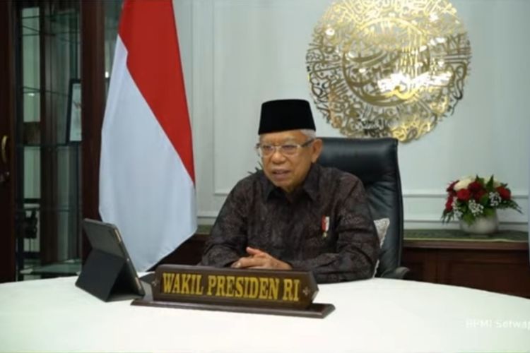 Wakil Presiden Ma'ruf Amin saat meresmikan Gerakan Nasional Melawan Osteoporosis pada Sabtu (23/10/2021).