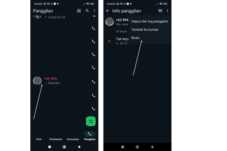 Ilustrasi cara blokir kontak di WhatsApp