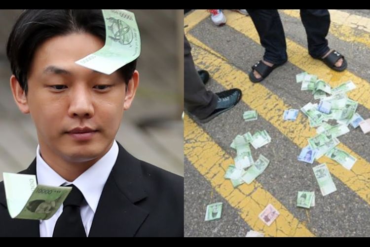 Aktor Yoo Ah In dilempar sejumlah uang oleh warga sipil tak dikenal setelah menjalani sidang di Pengadilan Distrik Pusat Seoul pada 21 September 2023 pagi.