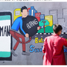 Mahasiswa UM Surabaya Ingatkan Bahaya Pinjol Ilegal lewat Mural