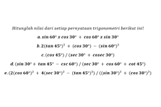 Soal Sudut Istimewa Trigonometri