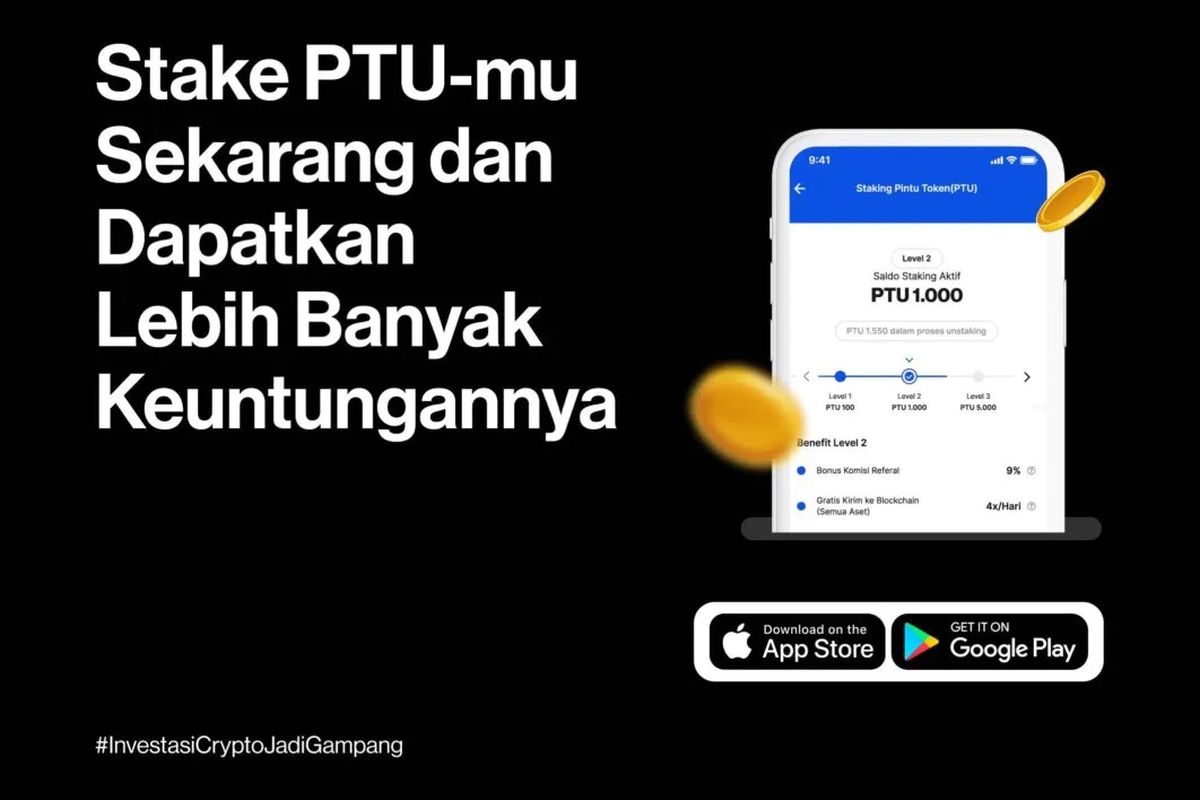 Platform jual beli dan investasi aset kripto yaitu aplikasi PINTU berupaya untuk menggaet lebih banyak pengguna fitur PTU staking di aplikasinya dengan memberikan 6 benefit untuk pengguna.