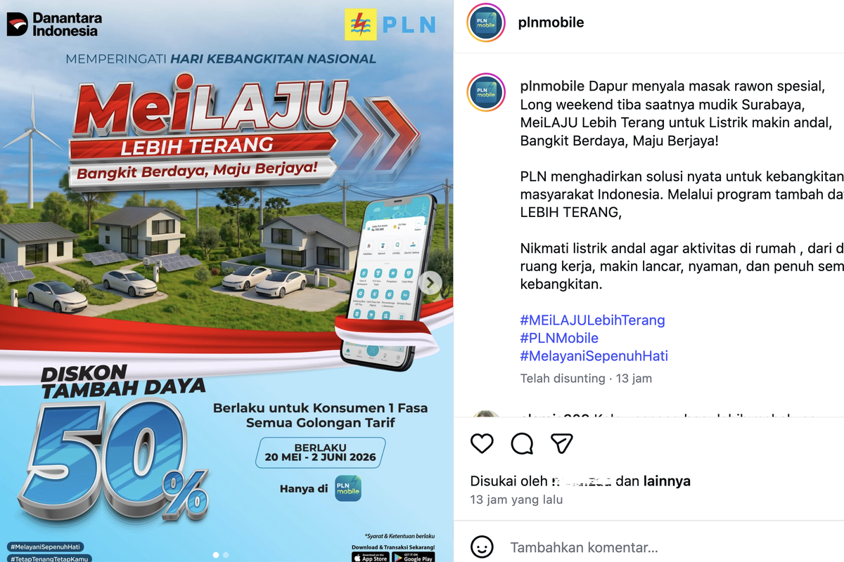 PLN Beri Diskon Tambah Daya 50 Persen hingga 2 Juni 2026, Cek Syarat dan Tarif Terbarunya