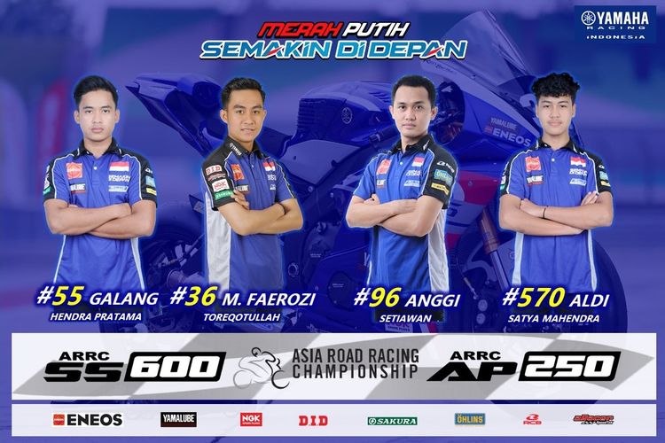 Kuartet pebalap Yamaha Racing Indonesia musim 2022, Galang Hendra Pratama, M. Faerozi Toreqottullah, Anggi Setiawan dan Aldi Satya Mahendra.