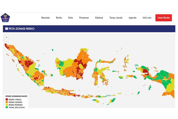 Tangkapan layar Peta Zona Merah di Indonesia per 6 September