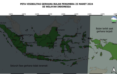 Peta Gerhana Bulan Penumbra 25 Maret 2024 untuk pengamat di Indonesia