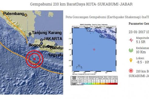 Gempa Bermagnitudo 5,1 di Samudra Hindia Terasa hingga Sukabumi