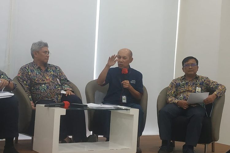 Direktur Utama PT Bintaro Serpong Damai (BSD) Purwoto dalam konferensi pers di Gedung Kementerian PUPR, Jakarta, Rabu (5/10/2022).