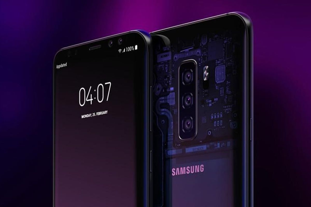 Render grafis desain Galaxy S10.