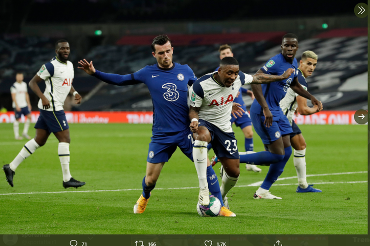 Laga Tottenham Hotspur vs Chelsea pada putaran keempat Piala Liga Inggris, Rabu (30/9/2020) dini hari WIB.