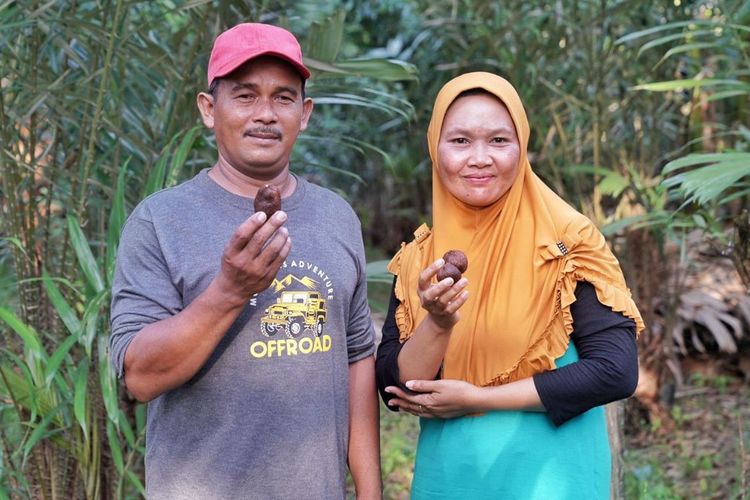 Suparno dan istri, pemilik perkebunan salak Sari Intan Bintan di Kepulauan Riau.