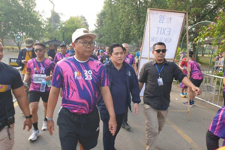 Erick Thohir saat membuka maratjon di Prambanan, Sleman, DIY, Minggu (18/6/2023)