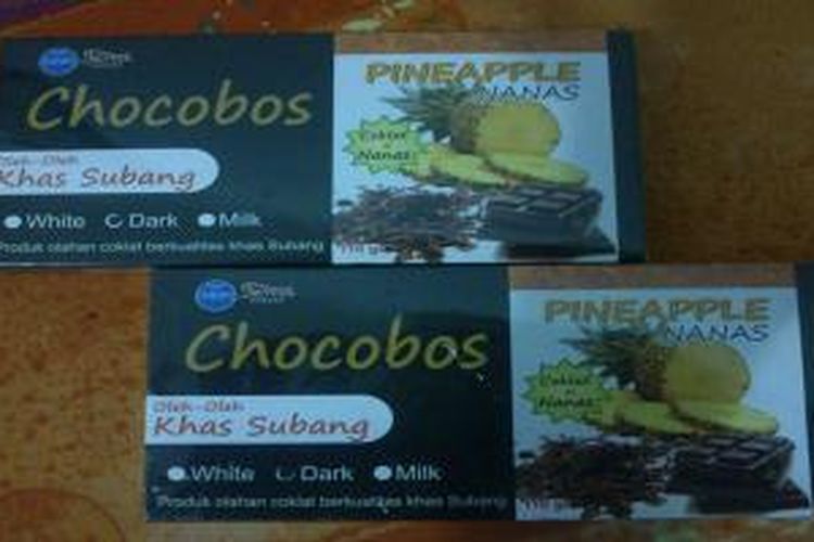 Chocobos, Khas oleh-oleh Subang. Cokelat batangan isi selai nanas