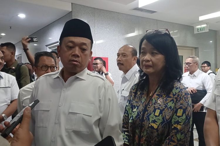 Rapat Koordinasi Menteri ATR/Kepala BPN Nusron Wahid dengan Wakil Menteri PU Diana Kusumastuti di Kantor Kementerian PU, Jakarta Selatan, Rabu (29/10/2025).