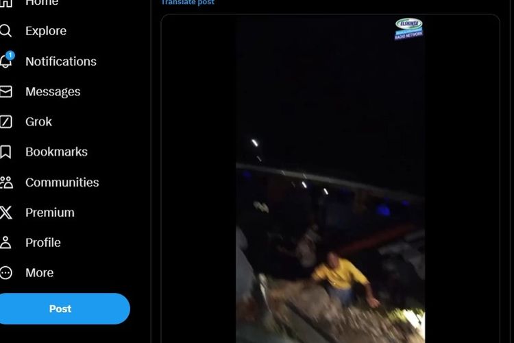 Tangkapan layar unggahan kecelakaan bus di Lampung.