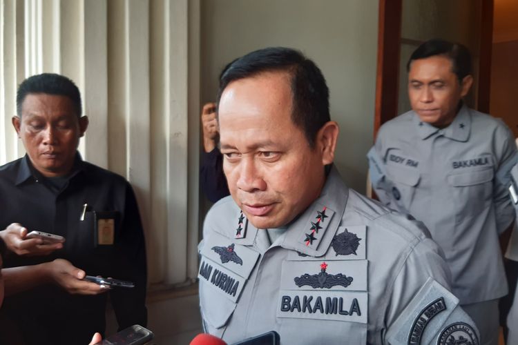 Kepala Badan Keamanan Laut (Bakamla) Laksamana Madya Aan Kurnia di kantor Kemenko Polhukam, Jakarta, Rabu (19/2/2020).