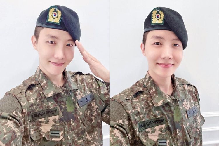 J-Hope BTS membagikan kabar terbarunya dengan merilis fotonya mengenakan seragam tentara, Rabu (24/5/2023). Saat ini J-Hope sedang menjalani wajib militer.