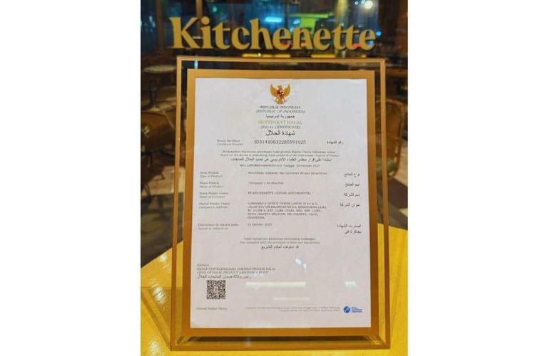 Kitchenette telah mendapatkan Sertifikasi Halal pada Oktober 2025.