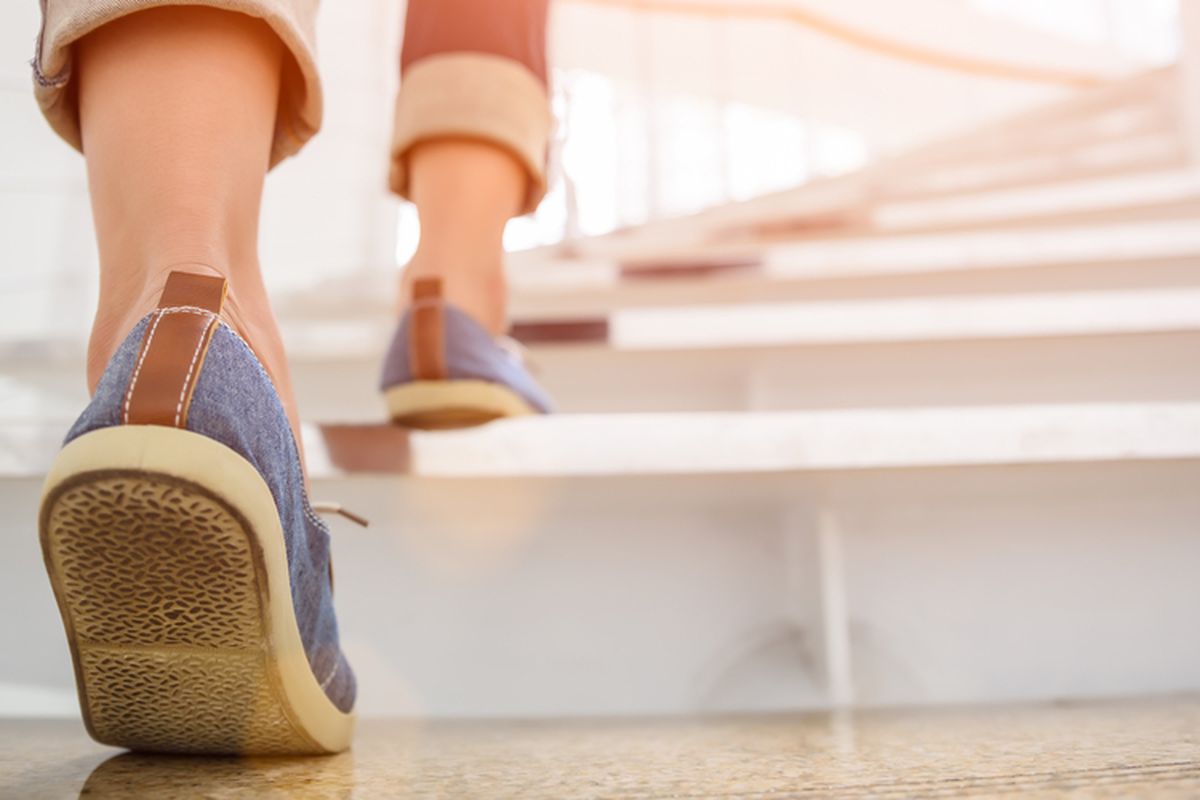 Naik dan turun tangga bisa terhitung sebagai jenis olahraga ringan yang membakar kalori tubuh.