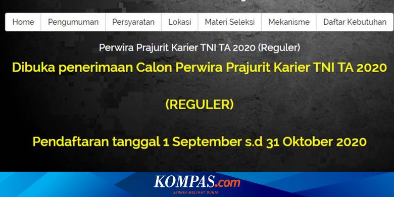 Dibuka Penerimaan Calon Perwira Prajurit Karier Tni Tahun 2020 Untuk Lulusan D3 S1 Tertarik Halaman All Kompas Com