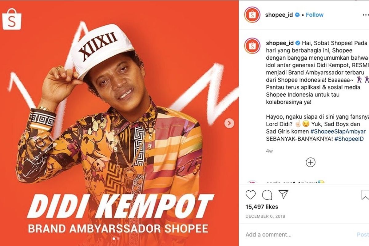 Didi Kempot menjadi Brand Abyarsador Shopee