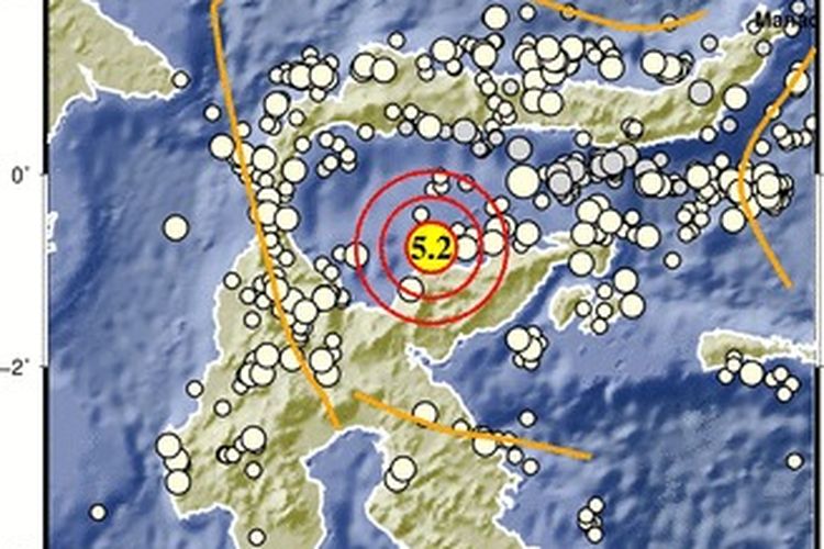 Gempa berkekuatan Magnitudo 5.2 mengguncang Kabupaten  Tojo Una-una pada Jumat (21/10/2022). 