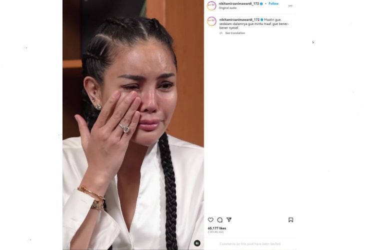 Nikita Mirzani tampak menangis tersedu-sedu dalam video yang diunggah di akun Instagram pribadinya