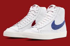 Sneaker Nike Blazer Mid ‘77 Pakai Swoosh Kulit Ular Merah-Biru